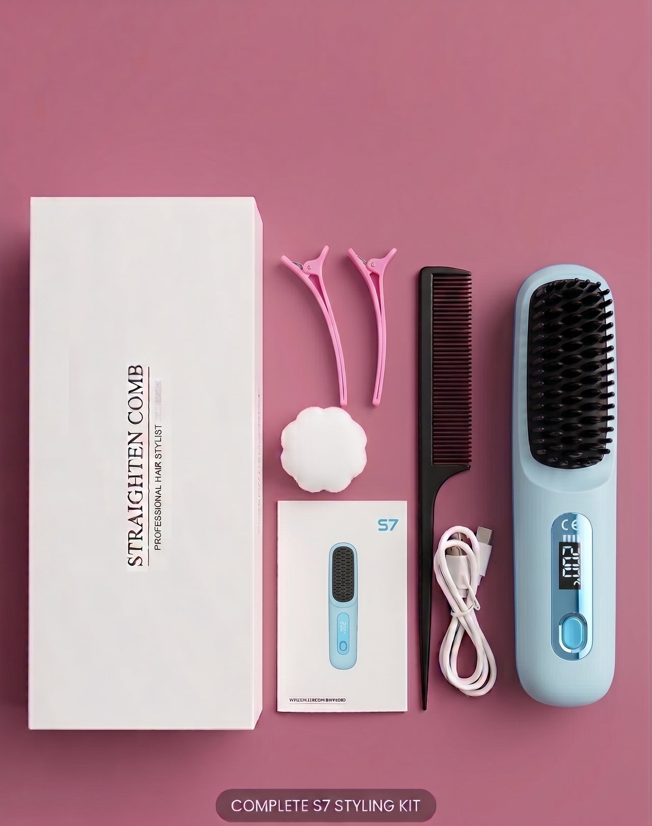 Portable Cordless Hair Straightener Brush