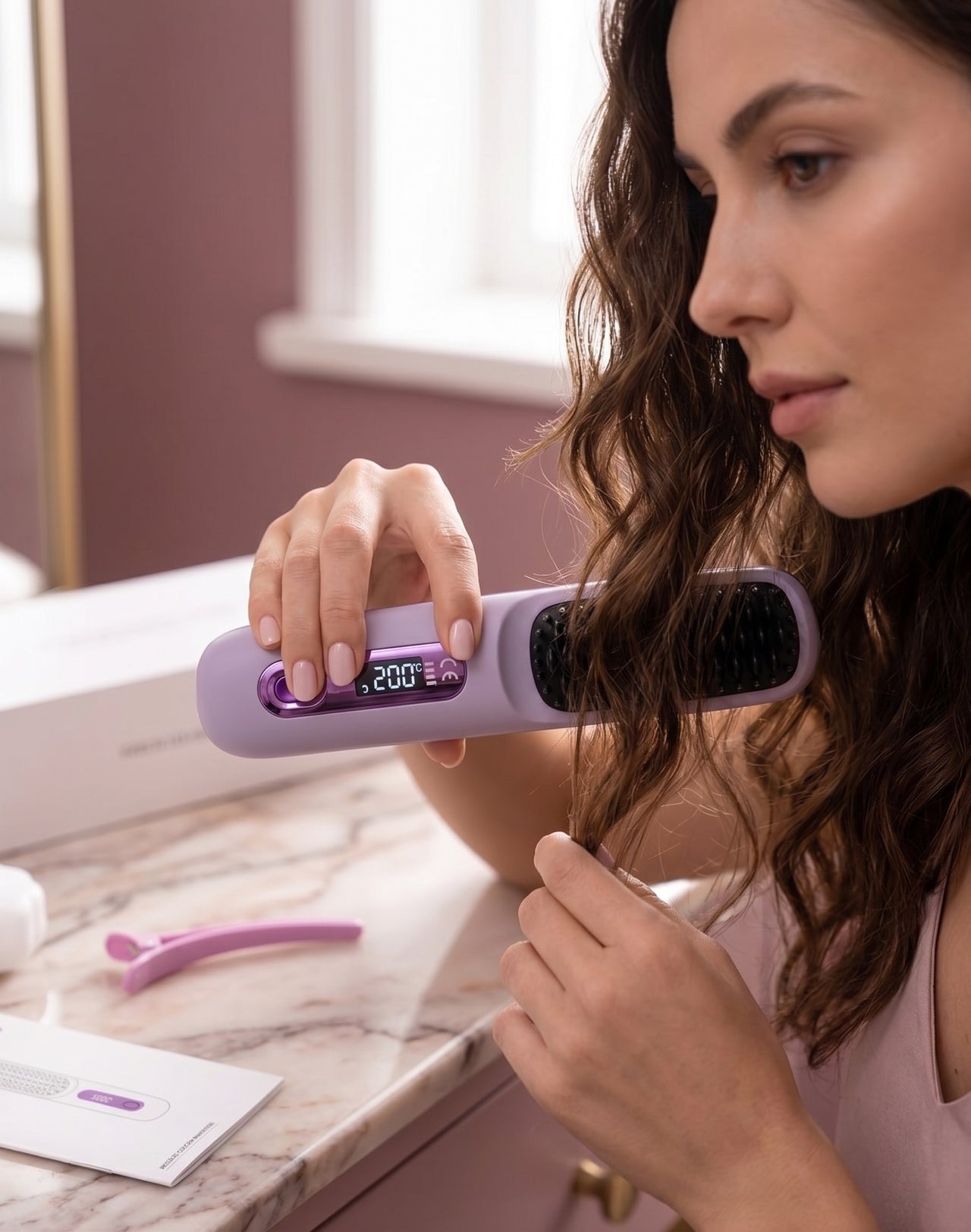 Portable Cordless Hair Straightener Brush