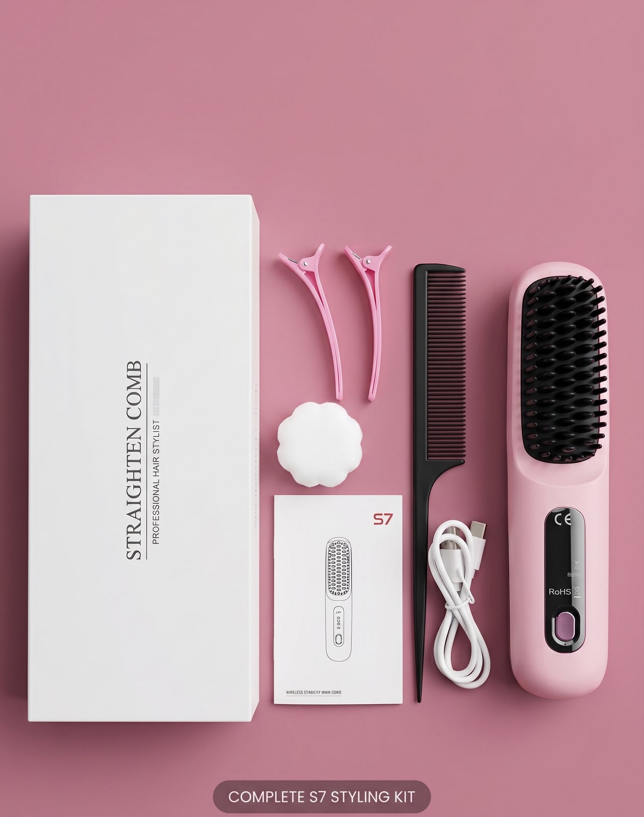 Portable Cordless Hair Straightener Brush