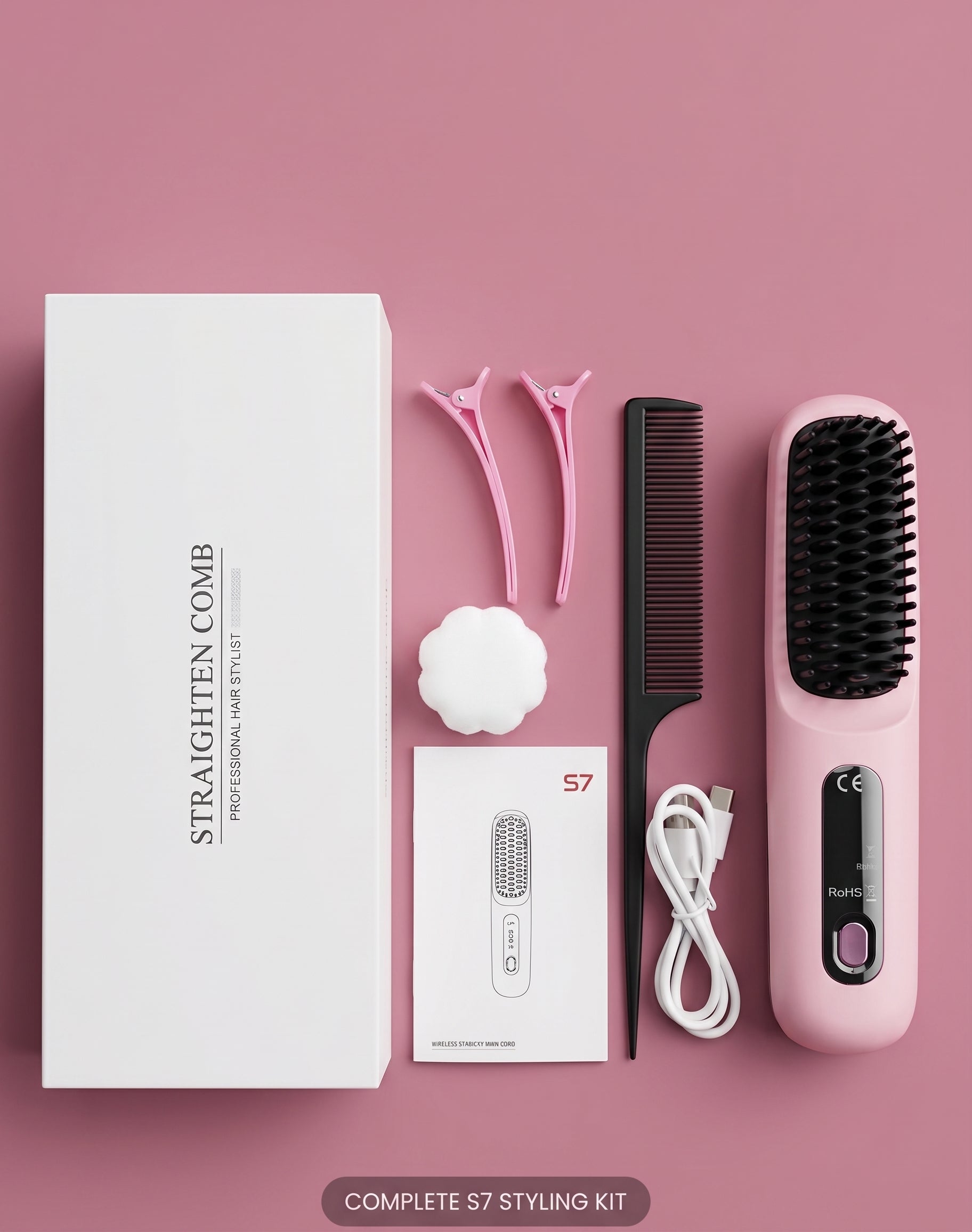 Portable Cordless Hair Straightener Brush