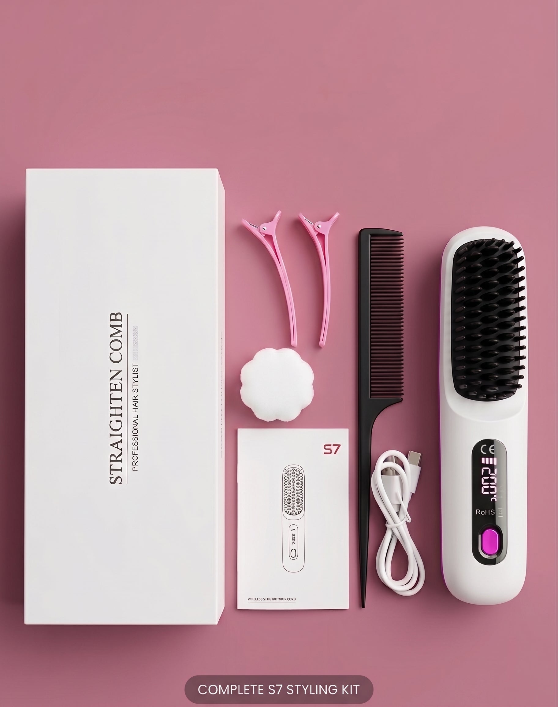 Portable Cordless Hair Straightener Brush