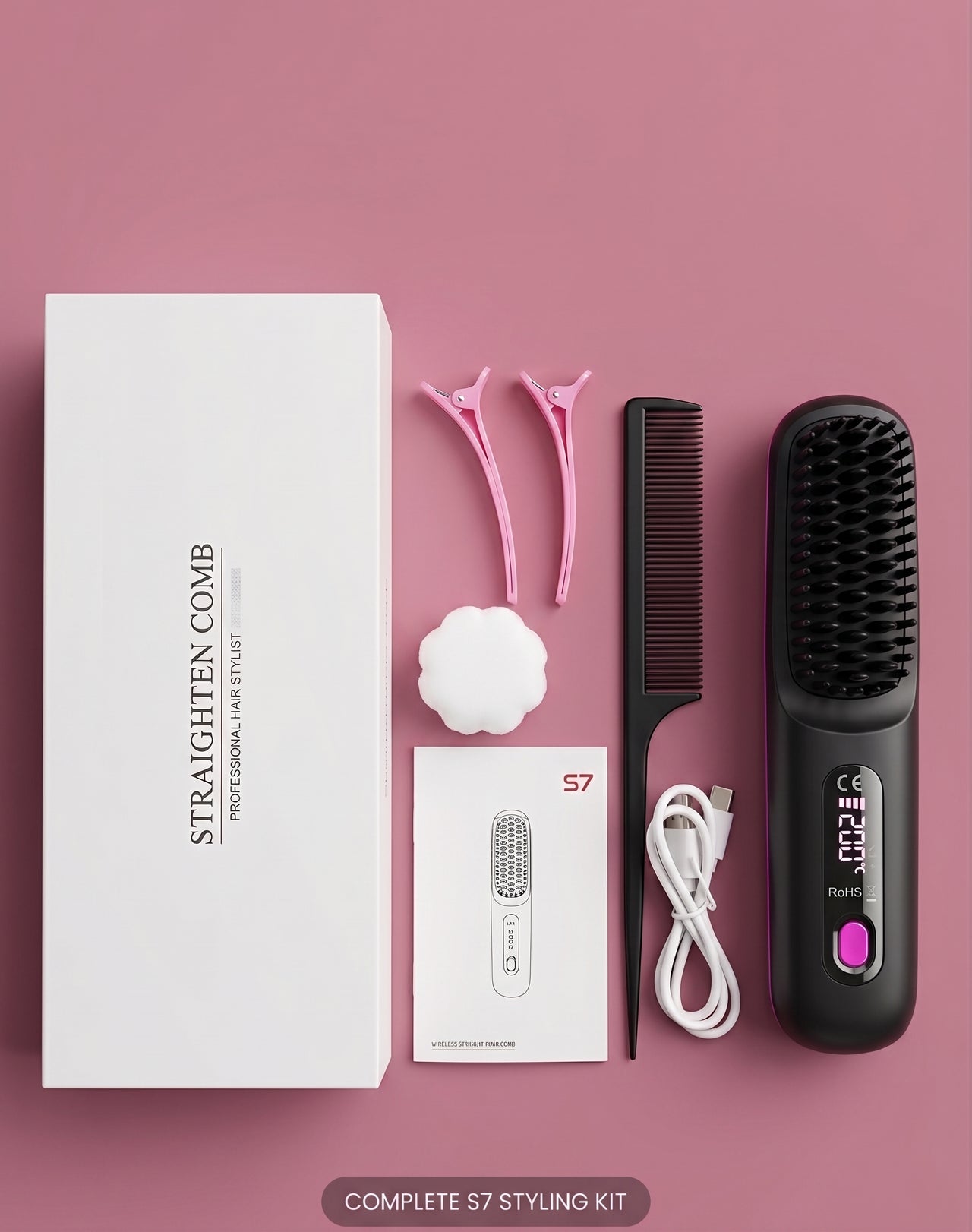 Portable Cordless Hair Straightener Brush