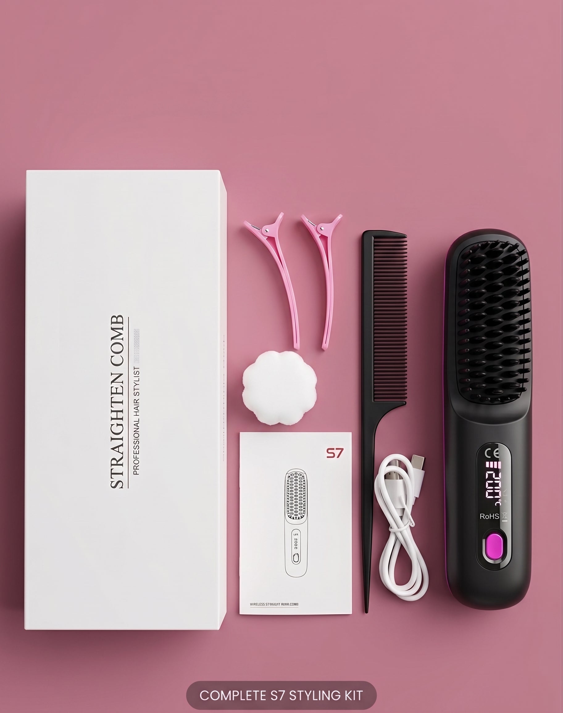 Portable Cordless Hair Straightener Brush