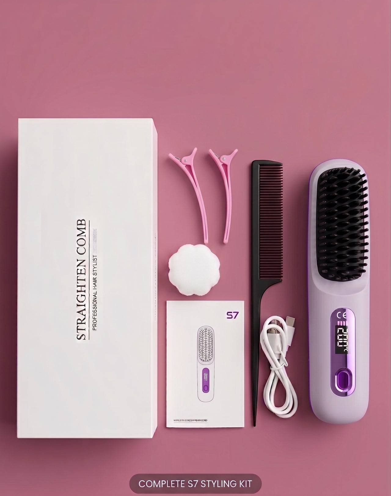 Portable Cordless Hair Straightener Brush
