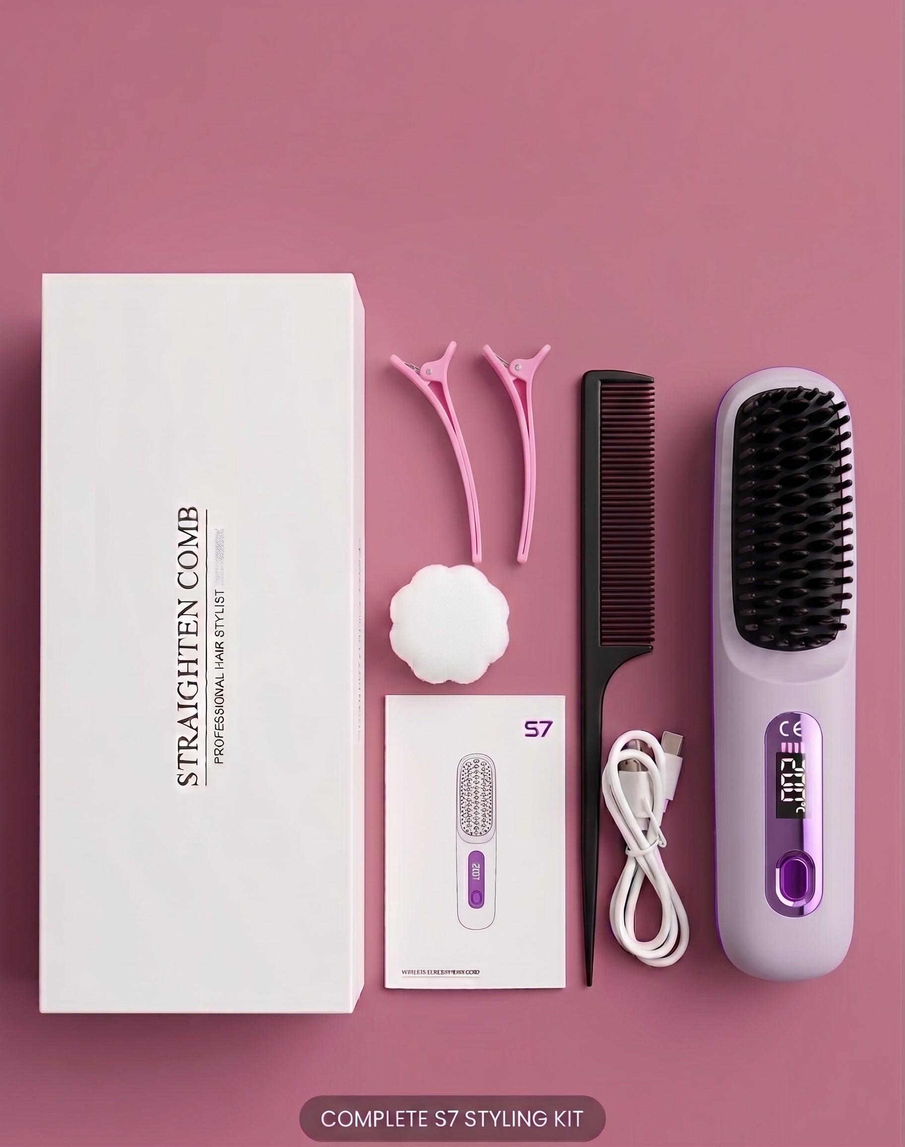 Portable Cordless Hair Straightener Brush