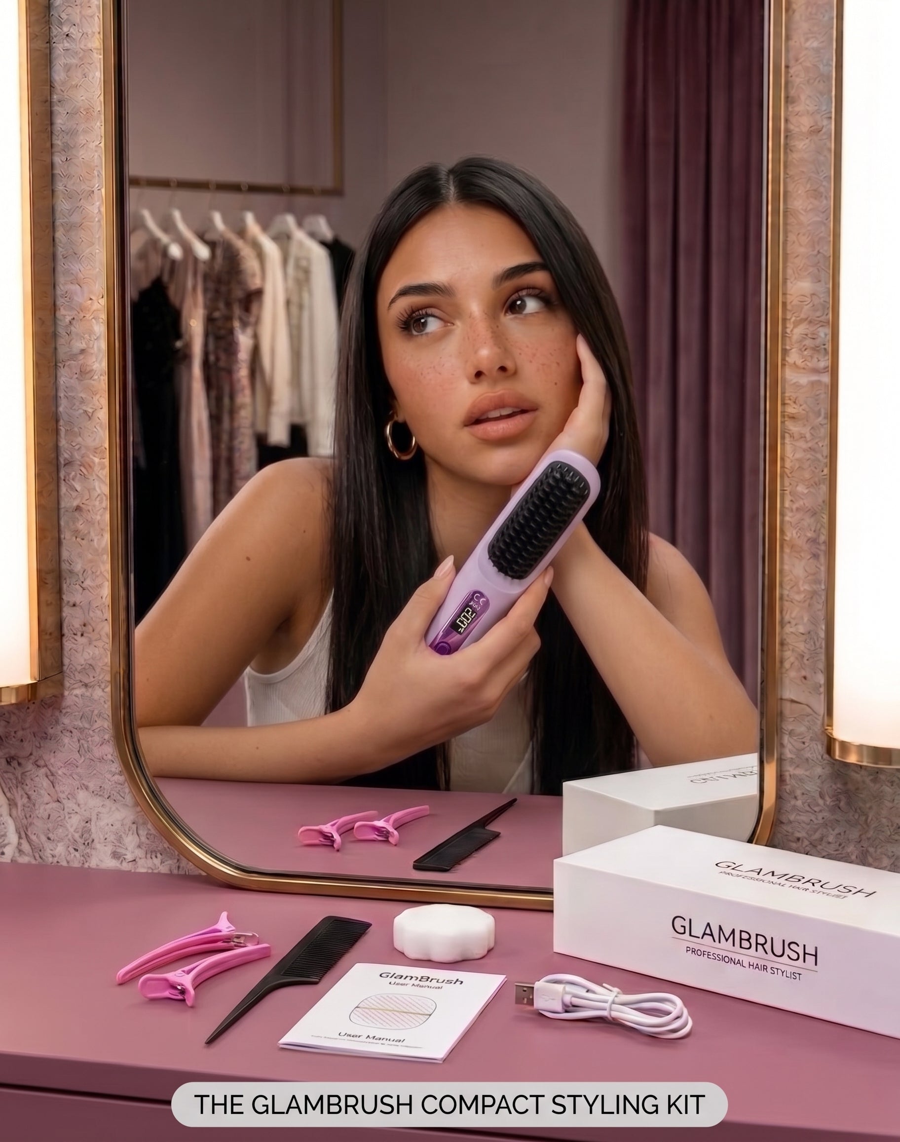 Portable Cordless Hair Straightener Brush