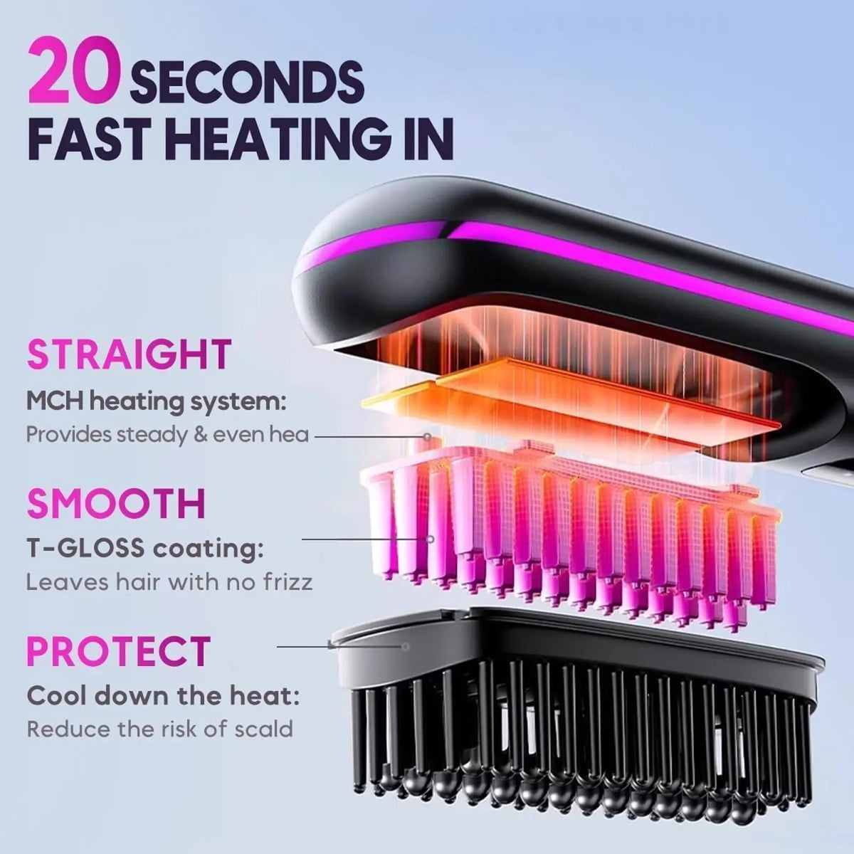 Portable Cordless Hair Straightener Brush
