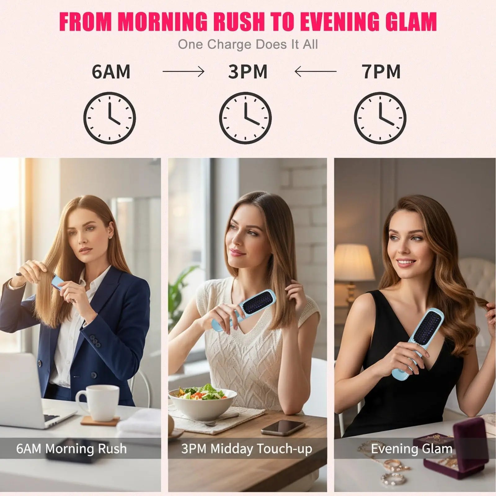 Portable Cordless Hair Straightener Brush