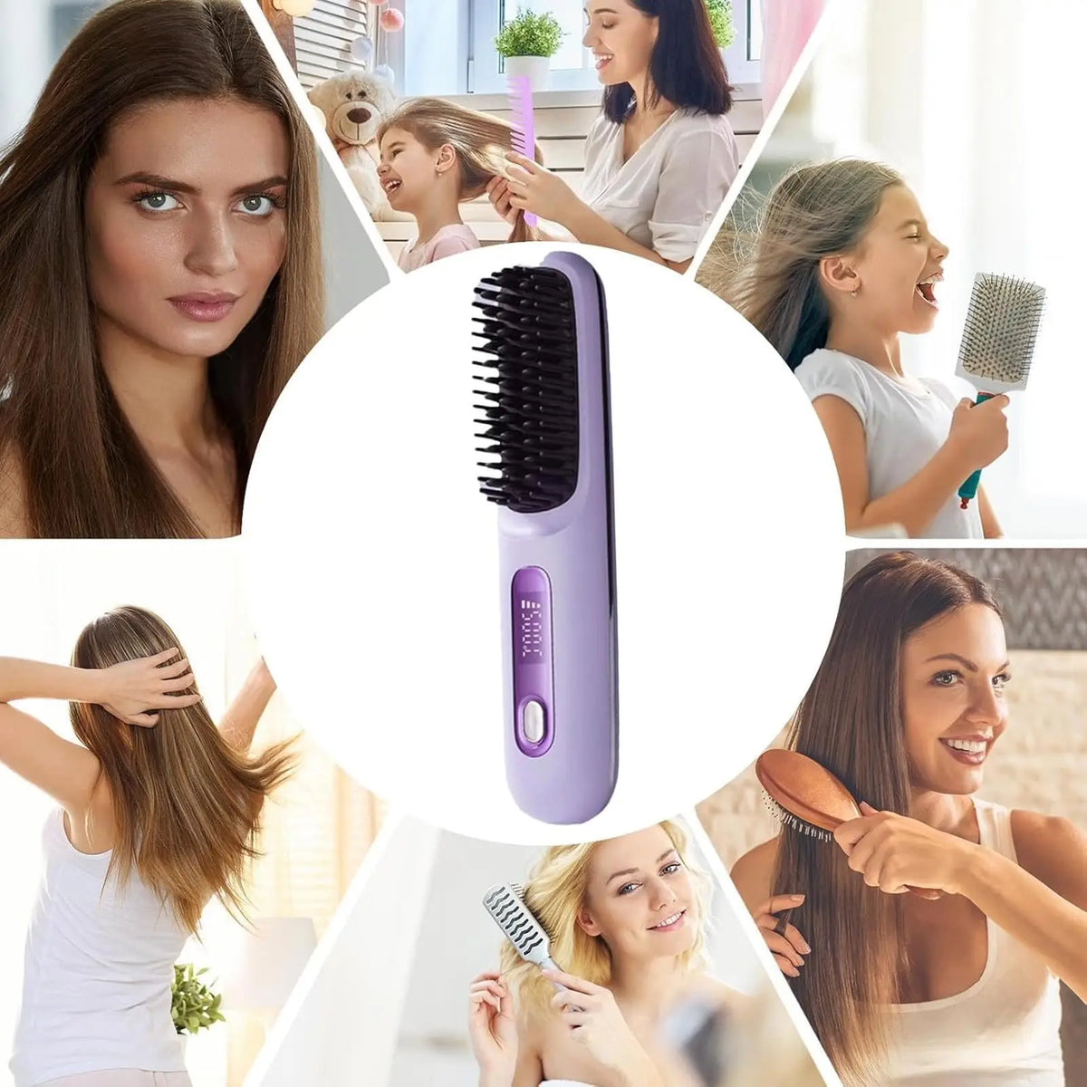 Portable Cordless Hair Straightener Brush