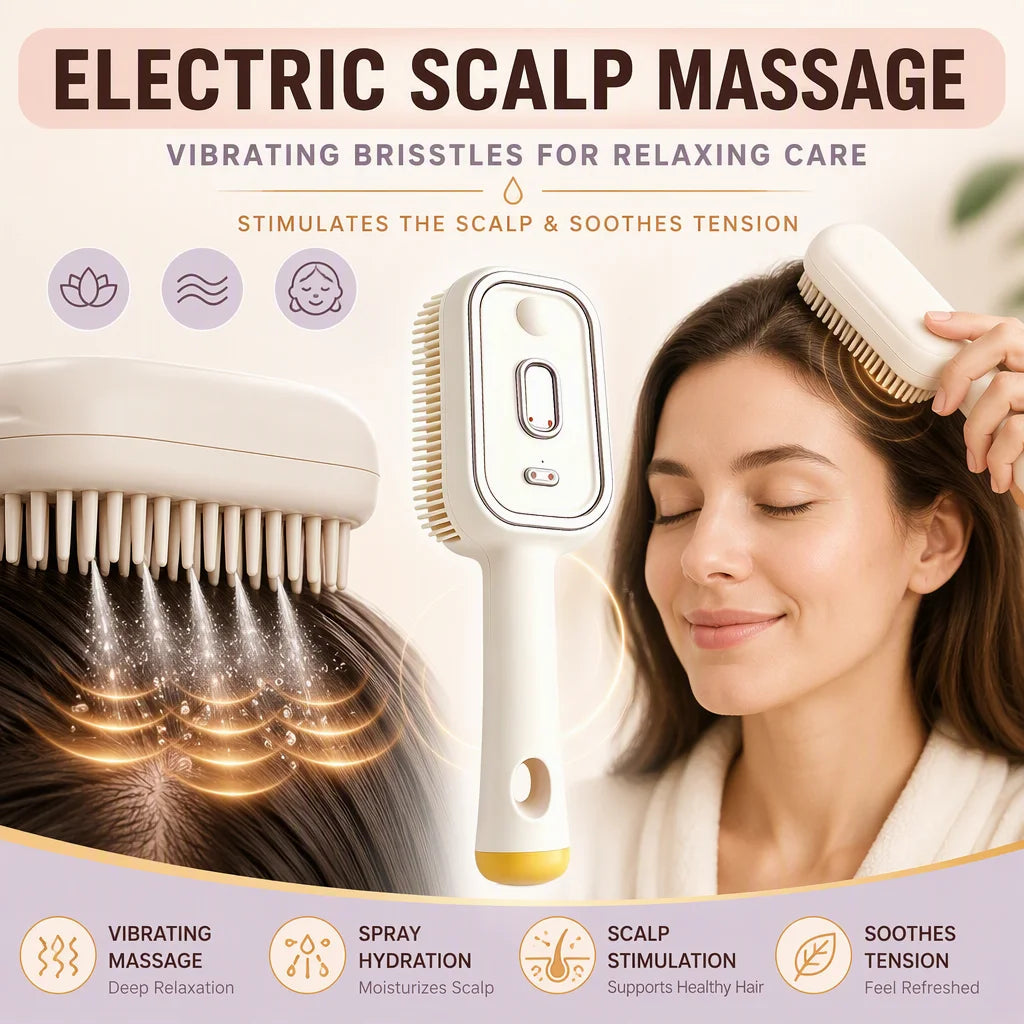 2026 New Electric Spray Air Cushion Massage Hair Brush Steaming Hair Straightener Brush Hairdressing Steam Brush with Hair Oil