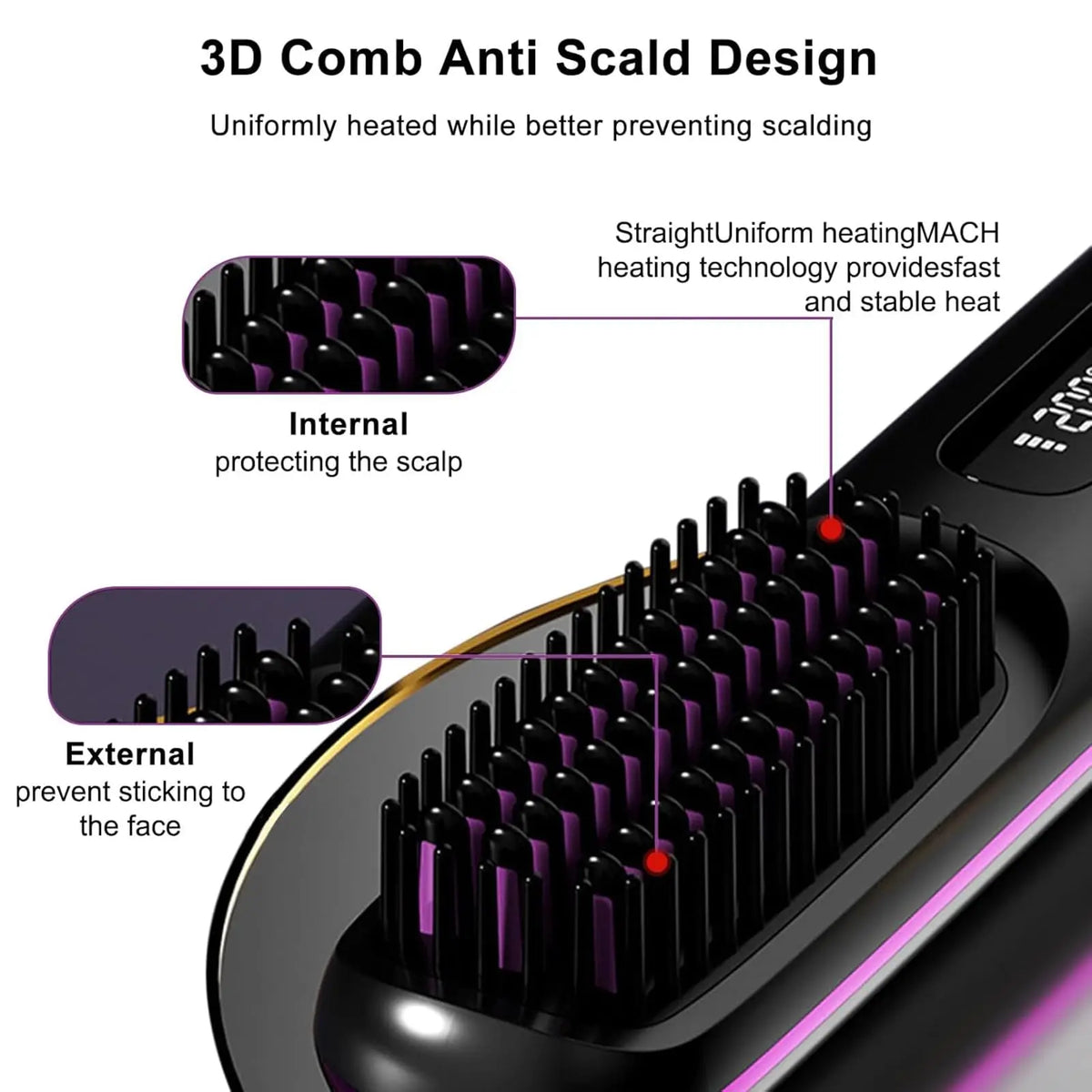 Portable Cordless Hair Straightener Brush